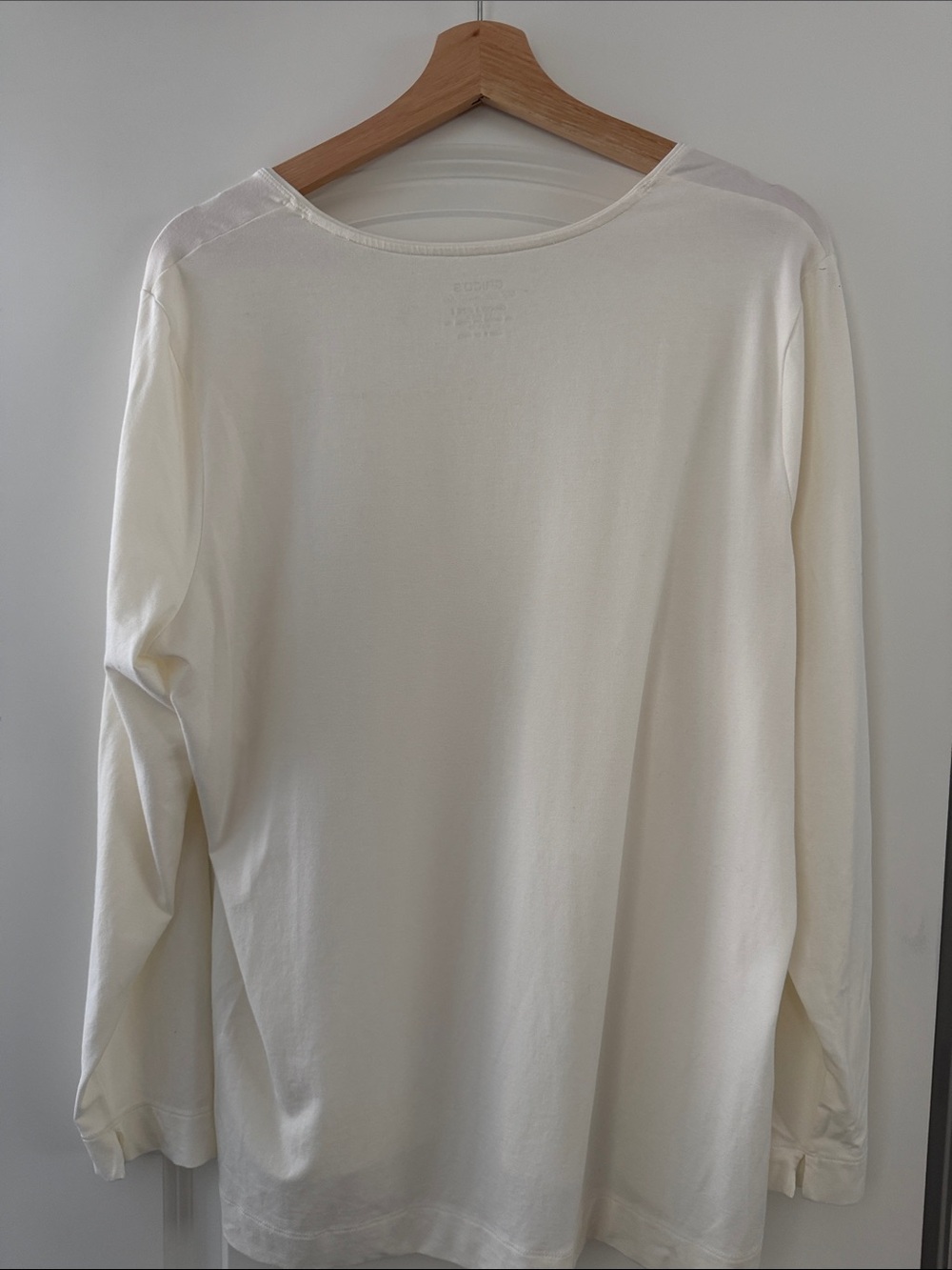 Chico's Long Sleeve Scoop Neck Tee in Cream - Picture 2 of 3